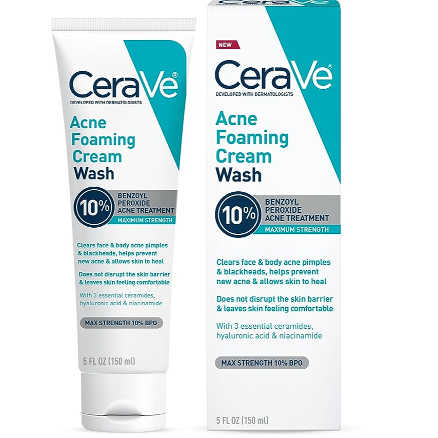 Cerave Acne Foaming Cream Wash Cleanser 10% Benzoyl Peroxide