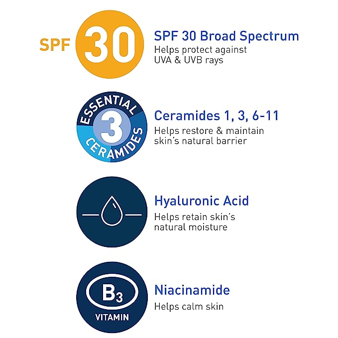 غسولی شێدارکەرەوەی دەموچاوی CeraVe AM SPF 30