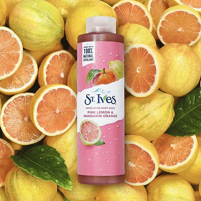 St. Ives Exfoliating Body Wash - Pink Lemon Body Wash for Women with Mandarin Orange