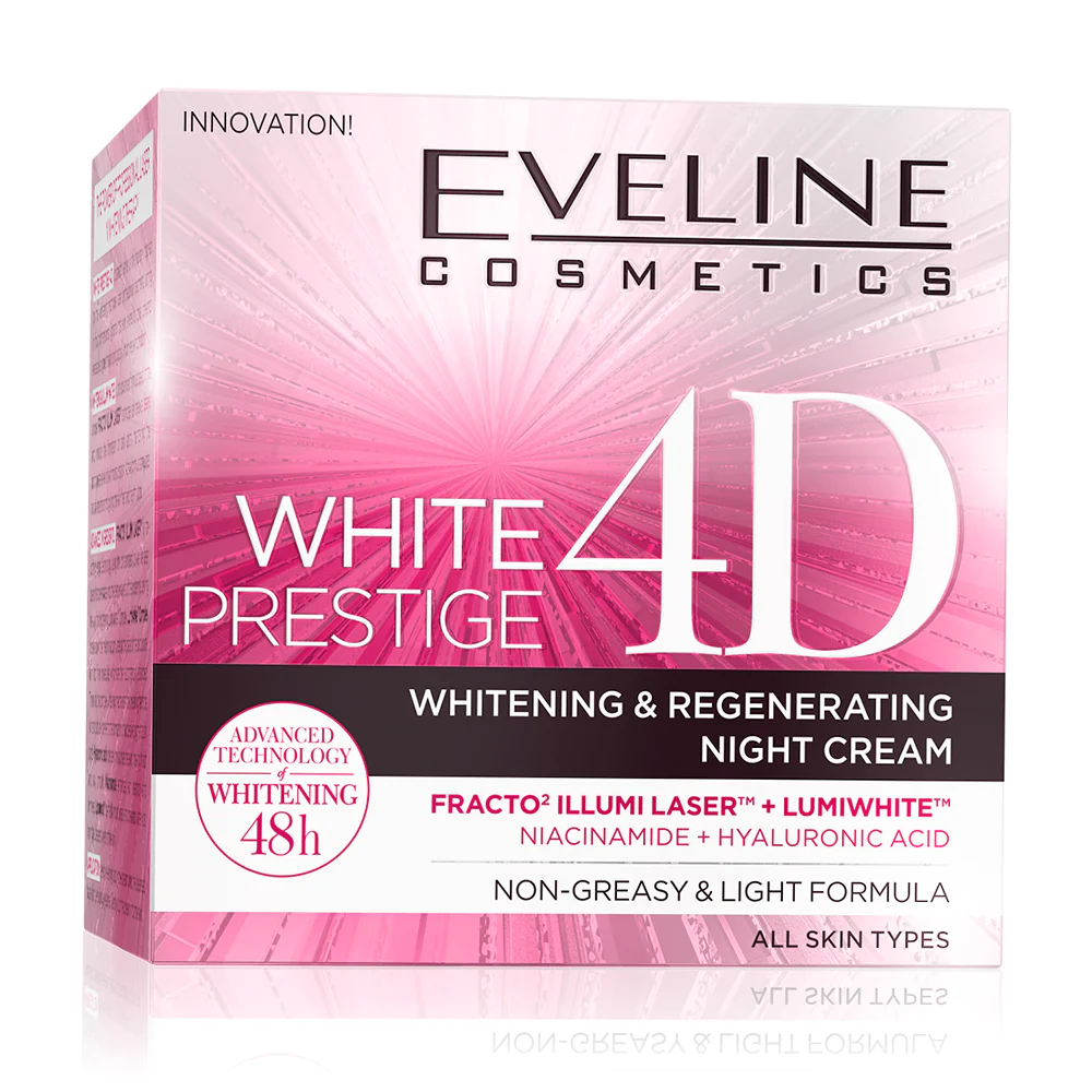 EVELINE Cosmetics White Prestige 4D کرێمی شەوانە سپیکەرەوەی چڕ 