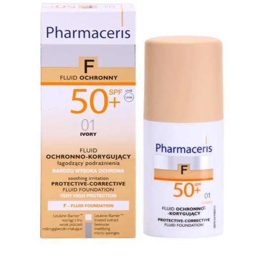 شلەی چاککەرەوەی فارماسیریس پارێزەری خۆر Spf50 ژمارە 01 عاج