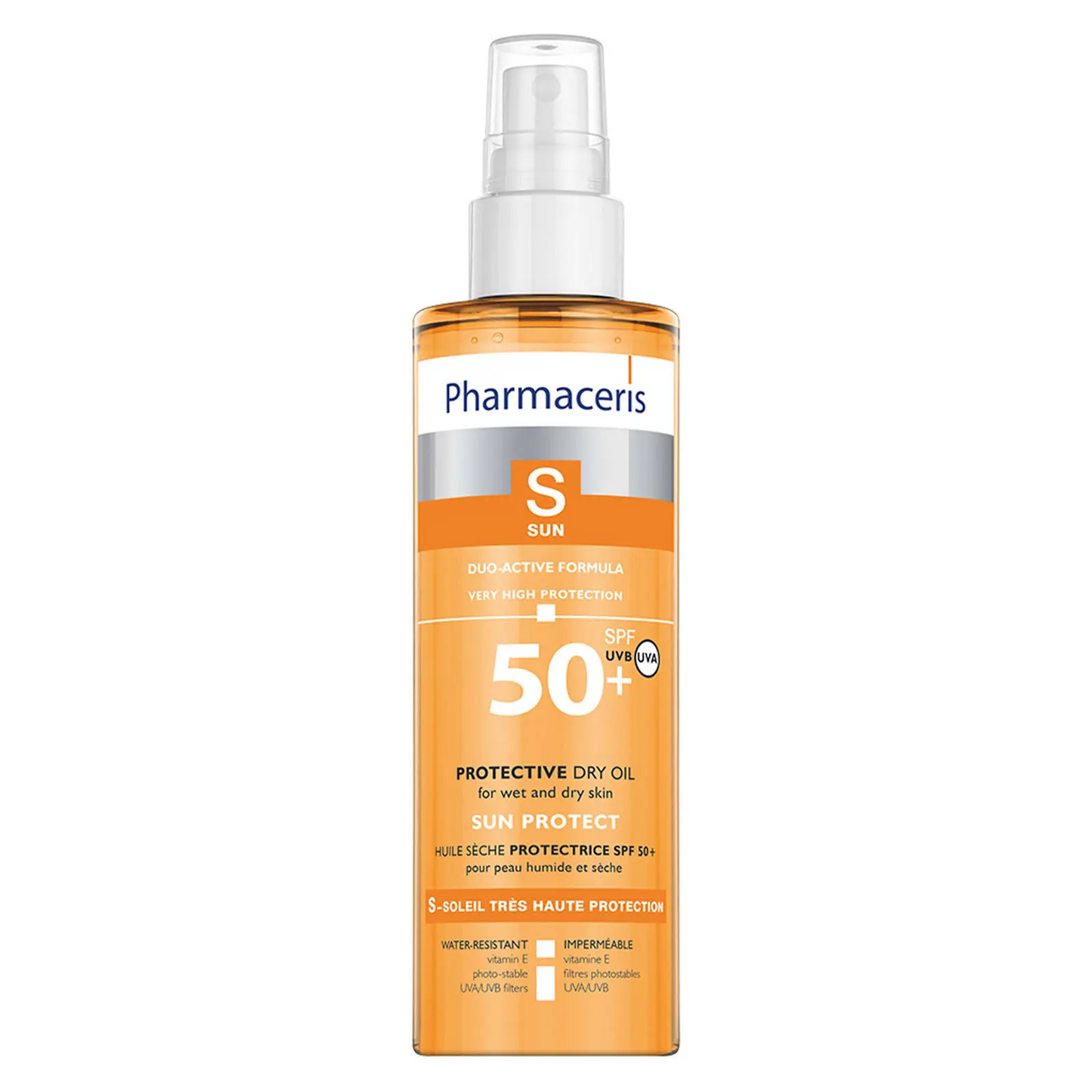 PHARMACERIS S Sun Protect - زەیتی وشکی پارێزەری جەستە SPF 50+