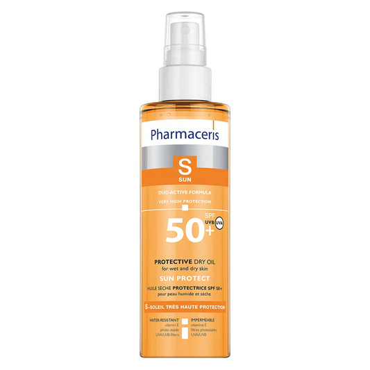 PHARMACERIS S Sun Protect - زەیتی وشکی پارێزەری جەستە SPF 50+