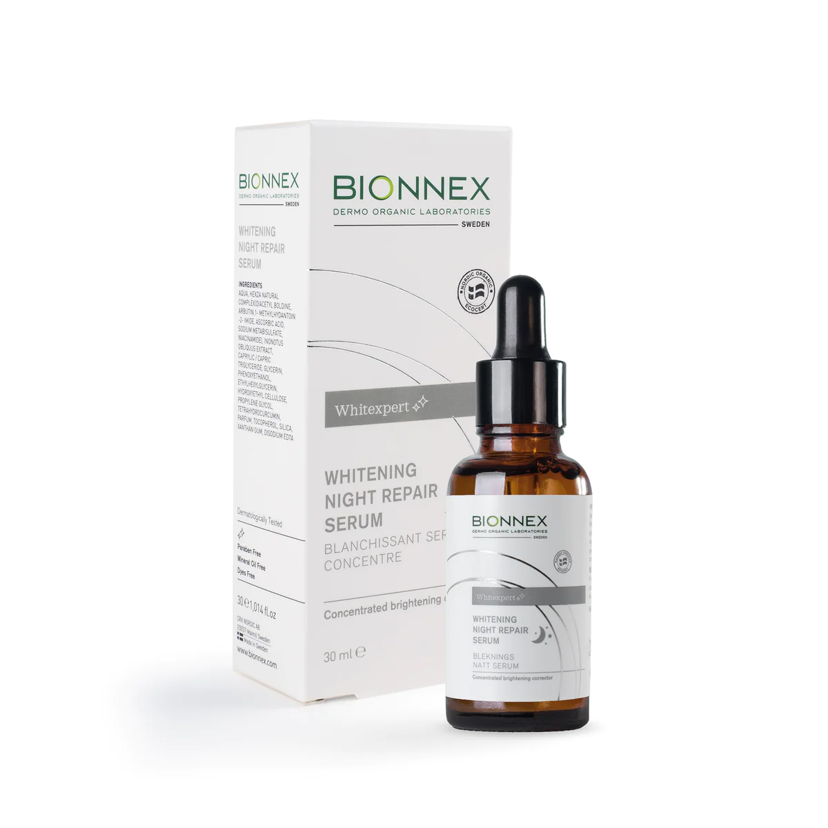 سیرۆمی چاککردنەوەی شەوانە سپیکردنەوەی BIONNEX Whitexpert