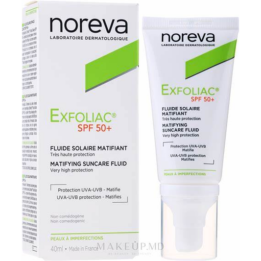 noreva Exfoliac Matifying Suncare Fluid SPF 50+