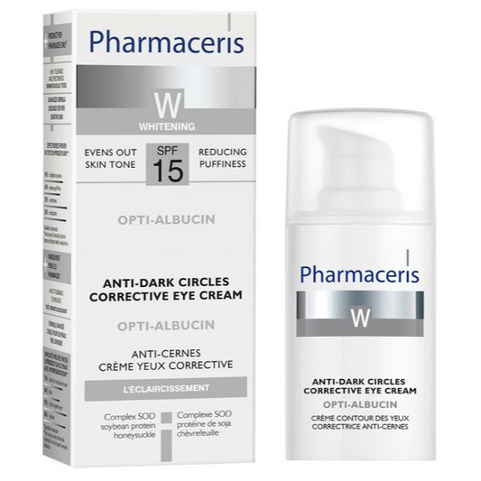 Pharmaceris W Opti-Albucin کرێمی چاوی چاککەرەوەی دژە بازنەی ڕەش Spf 15