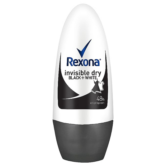 REXONA Women Antiperspirant Roll On Deodorant Invisible Dry Black+White