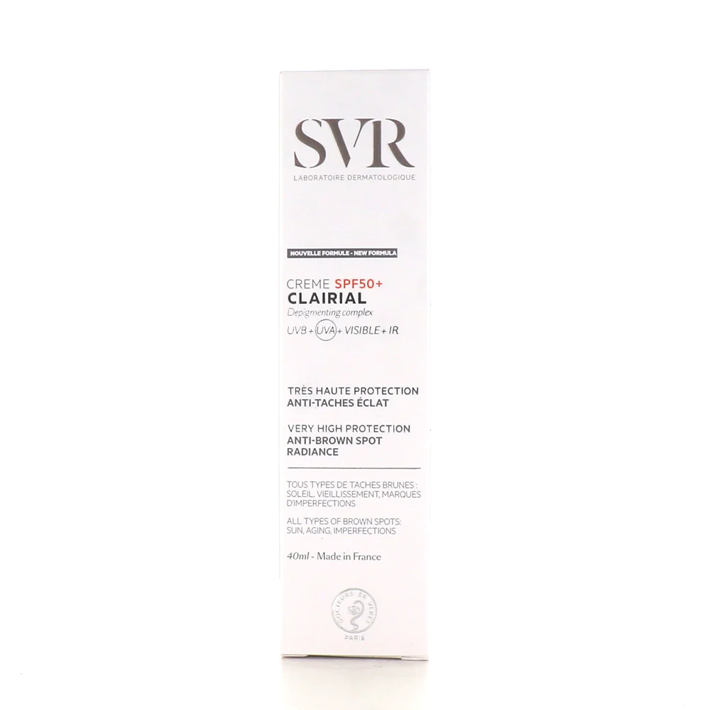 کرێمی SVR Clairial SPF 50+ دژە پەڵەی تاریکی درەوشاوەیی