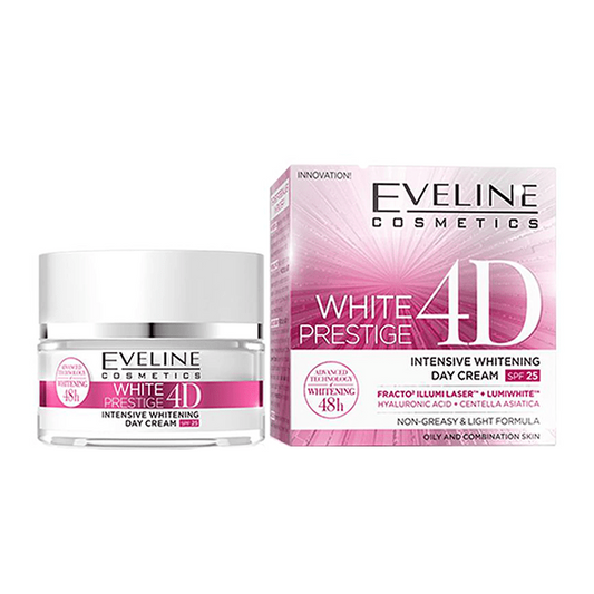 EVELINE وایت پرێستیج 4D کرێمی ڕۆژی سپیکردنەوە SPF 25